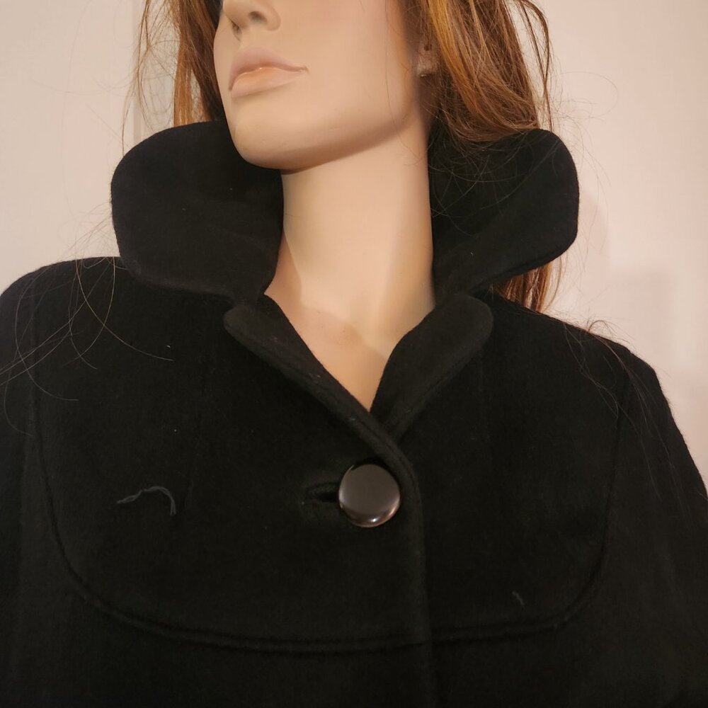 Vintage Princess Black Wool Coat MCM Est Size 2 to 4 Wearable Collectors Item - Picture 4 of 17